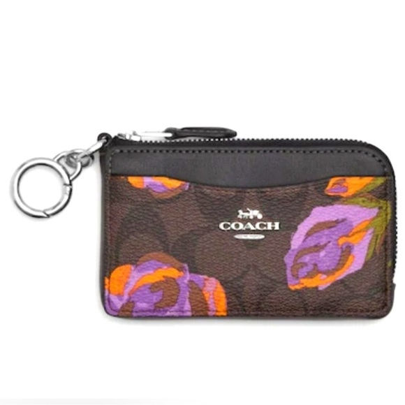 Coach Signature purple rose Multifunction Card Case CL667 - Picture 1 of 6